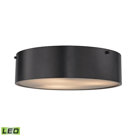 Clayton 3-Lght Flsh Mnt Oiled Brnz W/Blk Shade - Incl LED Bulbs